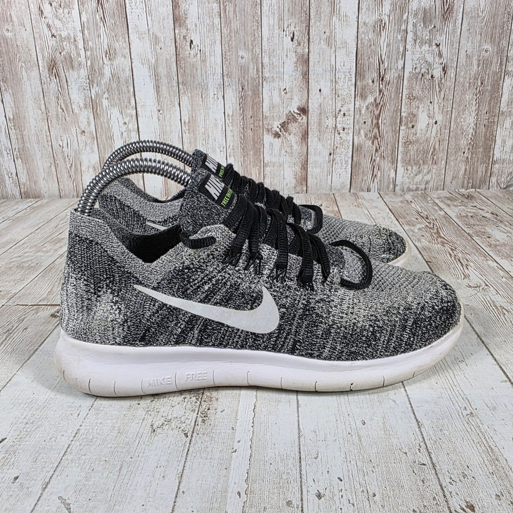 Nike Free RN Flyknit 2017 Womens Running Shoes Black White 880844-003 Size 7